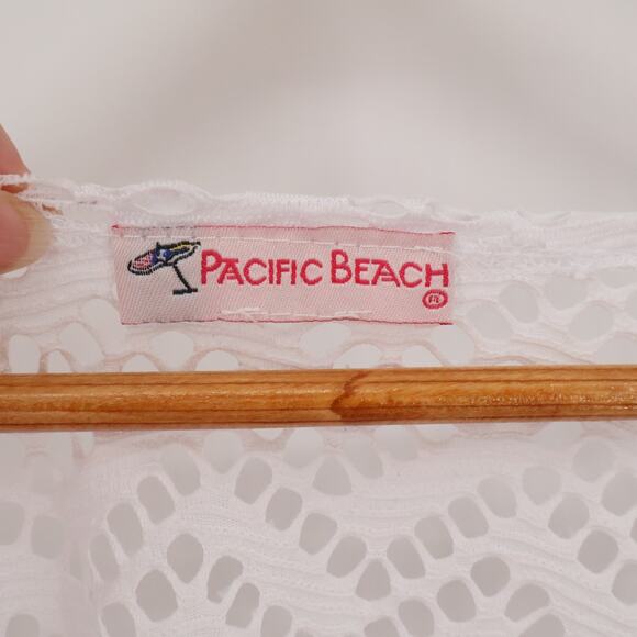 White Eyelet Swim Cover Womens Sheer Resort Beach Vacation Cruise Pool One Size - Picture 6 of 7